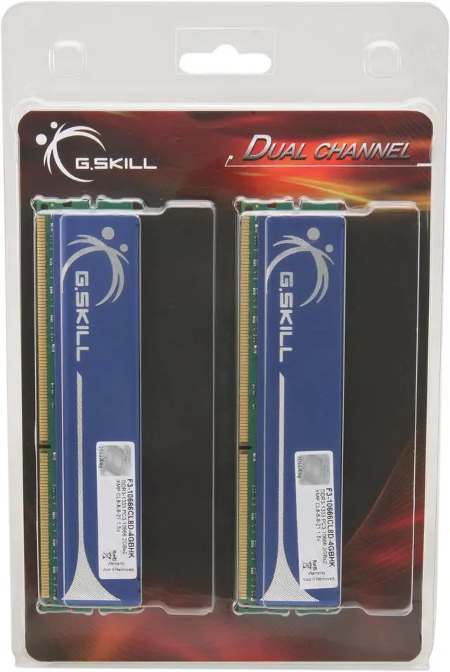 Alt view image 4 of 3 - G.SKILL 4GB (2 x 2GB) DDR3 1333 (PC3 10666) Dual Channel Kit Desktop Memory Model F3-10666CL8D-4GBHK