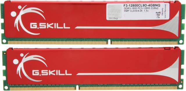 Alt view image 3 of 3 - G.SKILL 4GB (2 x 2GB) DDR3 1600 (PC3 12800) Dual Channel Kit Desktop Memory Model F3-12800CL9D-4GBNQ