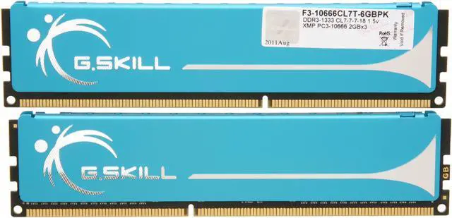 Alt view image 3 of 3 - G.SKILL 6GB (3 x 2GB) DDR3 1333 (PC3 10666) Triple Channel Kit Desktop Memory Model F3-10666CL7T-6GBPK