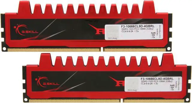 Main image of G.SKILL Ripjaws Series 4GB (2 x 2GB) DDR3 1333 (PC3 10666) Desktop Memory Model F3-10666CL9D-4GBRL