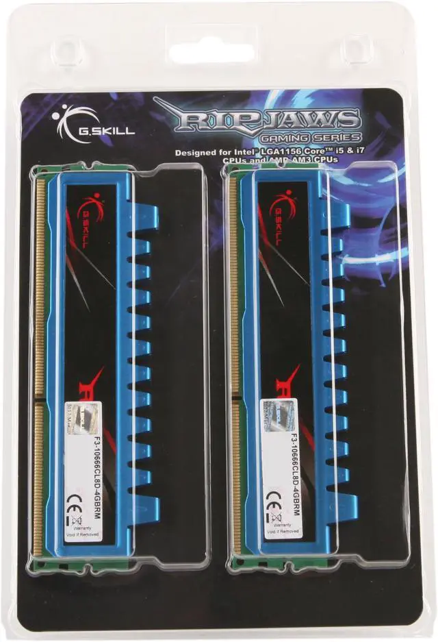 Alt view image 3 of 3 - G.SKILL Ripjaws Series 4GB (2 x 2GB) DDR3 1333 (PC3 10666) Desktop Memory Model F3-10666CL8D-4GBRM