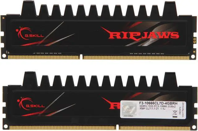 Alt view image 2 of 3 - G.SKILL Ripjaws Series 4GB (2 x 2GB) DDR3 1333 (PC3 10666) Desktop Memory Model F3-10666CL7D-4GBRH