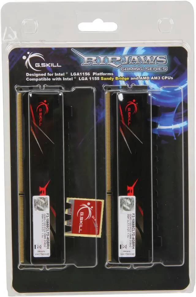 Alt view image 3 of 3 - G.SKILL Ripjaws Series 4GB (2 x 2GB) DDR3 1333 (PC3 10666) Desktop Memory Model F3-10666CL7D-4GBRH