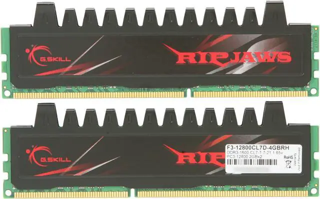 Alt view image 2 of 3 - G.SKILL Ripjaws Series 4GB (2 x 2GB) DDR3 1600 (PC3 12800) Desktop Memory Model F3-12800CL7D-4GBRH