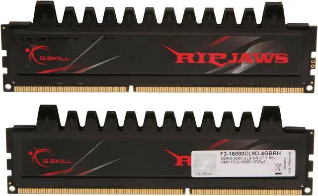 Alt view image 2 of 3 - G.SKILL Ripjaws Series 4GB (2 x 2GB) DDR3 2000 (PC3 16000) Desktop Memory Model F3-16000CL9D-4GBRH