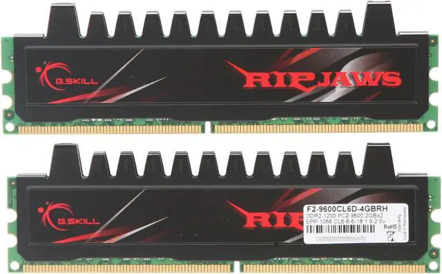 Alt view image 2 of 3 - G.SKILL Ripjaws Series 4GB (2 x 2GB) DDR2 1200 (PC2 9600) Desktop Memory Model F2-9600CL6D-4GBRH