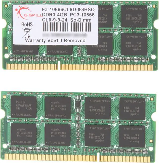 Alt view image 2 of 3 - G.SKILL 8GB (2 x 4GB) 204-Pin DDR3 SO-DIMM DDR3 1333 (PC3 10666) Laptop Memory Model F3-10666CL9D-8GBSQ