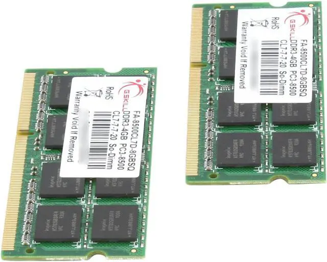 Alt view image 2 of 11 - G.SKILL 8GB (2 x 4GB) DDR3 1066 (PC3 8500) Memory for Apple Model FA-8500CL7D-8GBSQ