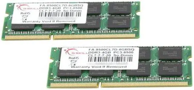 Alt view image 8 of 11 - G.SKILL 8GB (2 x 4GB) DDR3 1066 (PC3 8500) Memory for Apple Model FA-8500CL7D-8GBSQ