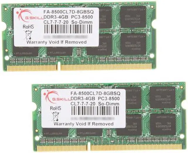 Alt view image 9 of 11 - G.SKILL 8GB (2 x 4GB) DDR3 1066 (PC3 8500) Memory for Apple Model FA-8500CL7D-8GBSQ