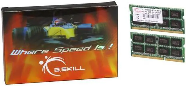 Alt view image 4 of 3 - G.SKILL 4GB (2 x 2GB) 204-Pin DDR3 SO-DIMM DDR3 1333 (PC3 10600) Laptop Memory Model F3-10600CL9D-4GBSQ