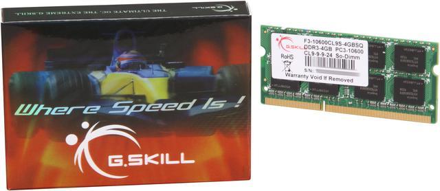 Alt view image 4 of 3 - G.SKILL 4GB 204-Pin DDR3 SO-DIMM DDR3 1333 (PC3 10600) Laptop Memory Model F3-10600CL9S-4GBSQ