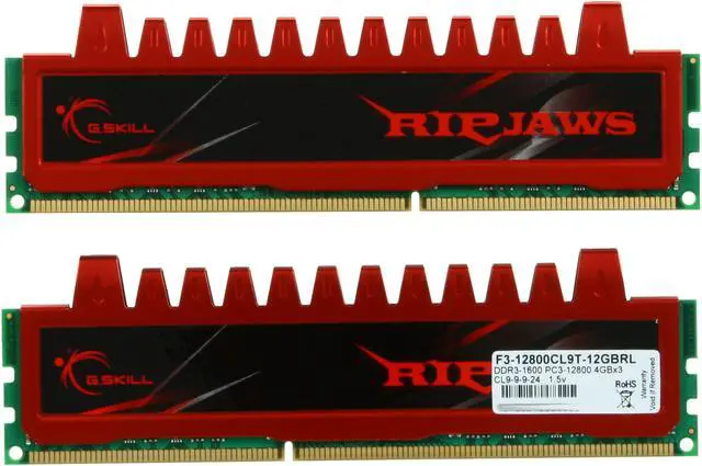 Alt view image 2 of 3 - G.SKILL Ripjaws Series 12GB (3 x 4GB) DDR3 1600 (PC3 12800) Desktop Memory Model F3-12800CL9T-12GBRL