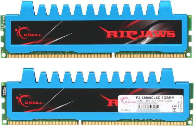 Alt view image 2 of 3 - G.SKILL Ripjaws Series 8GB (2 x 4GB) DDR3 1600 (PC3 12800) Desktop Memory Model F3-12800CL8D-8GBRM