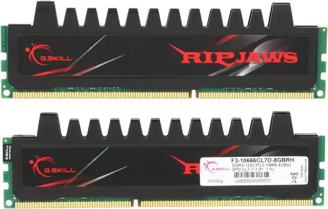 Alt view image 3 of 3 - G.SKILL Ripjaws Series 8GB (2 x 4GB) DDR3 1333 (PC3 10666) Desktop Memory Model F3-10666CL7D-8GBRH