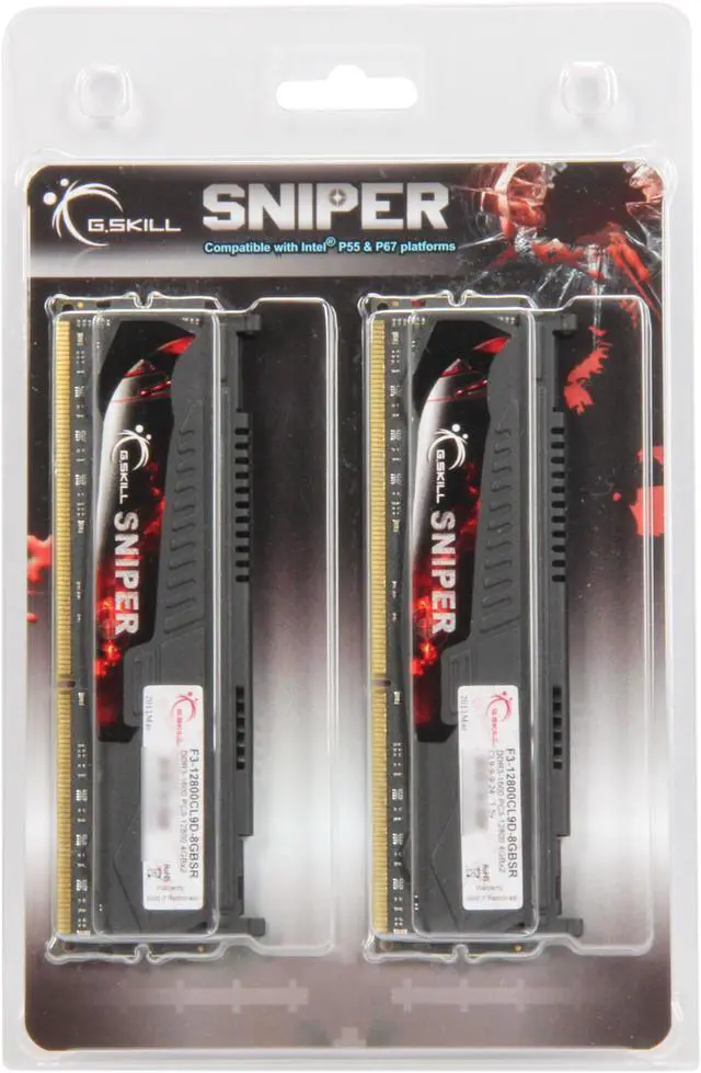 Alt view image 4 of 3 - G.SKILL Sniper Series 8GB (2 x 4GB) DDR3 1600 (PC3 12800) Desktop Memory Model F3-12800CL9D-8GBSR