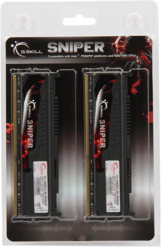 Alt view image 3 of 3 - G.SKILL Sniper 8GB (2 x 4GB) DDR3 1333 (PC3 10666) Desktop Memory Model F3-10666CL9D-8GBSR