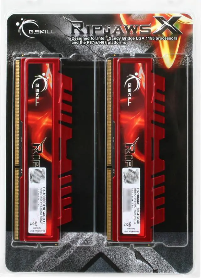 Alt view image 3 of 3 - G.SKILL Ripjaws X Series 4GB (2 x 2GB) DDR3 1333 (PC3 10666) Desktop Memory Model F3-10666CL9D-4GBXL