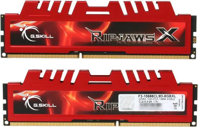 Alt view image 2 of 3 - G.SKILL Ripjaws X Series 8GB (2 x 4GB) DDR3 1333 (PC3 10666) Desktop Memory Model F3-10666CL9D-8GBXL