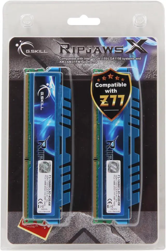 Alt view image 3 of 3 - G.SKILL Ripjaws X Series 4GB (2 x 2GB) DDR3 1333 (PC3 10666) Desktop Memory Model F3-10666CL8D-4GBXM