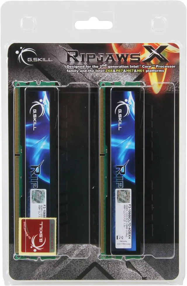 Alt view image 3 of 3 - G.SKILL Ripjaws X Series 4GB (2 x 2GB) DDR3 1333 (PC3 10666) Desktop Memory Model F3-10666CL7D-4GBXH