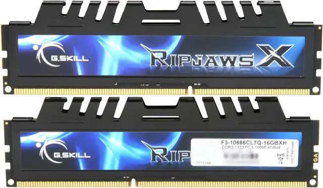 Alt view image 3 of 3 - G.SKILL Ripjaws X Series 16GB (4 x 4GB) DDR3 1333 (PC3 10666) Desktop Memory Model F3-10666CL7Q-16GBXH