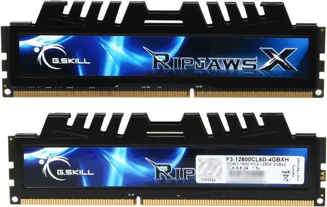 Alt view image 2 of 3 - G.SKILL Ripjaws X Series 4GB (2 x 2GB) DDR3 1600 (PC3 12800) Desktop Memory Model F3-12800CL6D-4GBXH