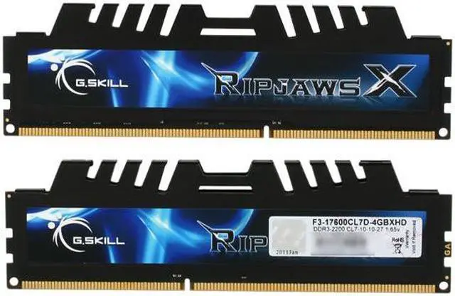 Alt view image 3 of 7 - G.SKILL Ripjaws X + Turbulence II Series 4GB (2 x 2GB) DDR3 2200 (PC3 17600) Desktop Memory Model F3-17600CL7D-4GBXHD