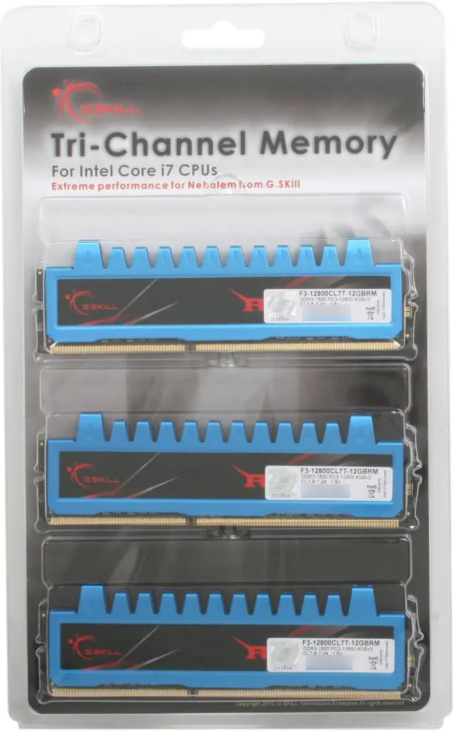 Alt view image 3 of 3 - G.SKILL Ripjaws Series 12GB (3 x 4GB) DDR3 1600 (PC3 12800) Desktop Memory Model F3-12800CL7T-12GBRM