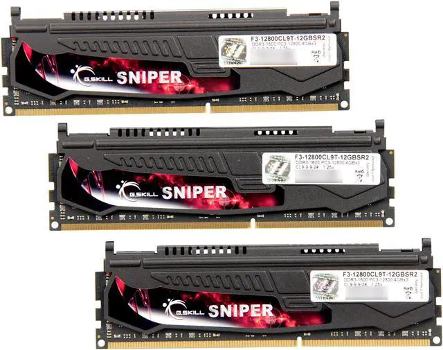 Main image of G.SKILL Sniper Gaming Series 12GB (3 x 4GB) DDR3L 1600 (PC3L 12800) Desktop Memory Model F3-12800CL9T-12GBSR2