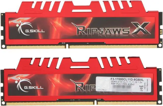 Alt view image 2 of 3 - G.SKILL Ripjaws X Series 8GB (2 x 4GB) DDR3 2133 (PC3 17000) Desktop Memory Model F3-17000CL11D-8GBXL
