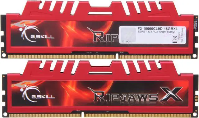 Alt view image 2 of 3 - G.SKILL Ripjaws X Series 16GB (2 x 8GB) DDR3 1333 (PC3 10666) Desktop Memory Model F3-10666CL9D-16GBXL