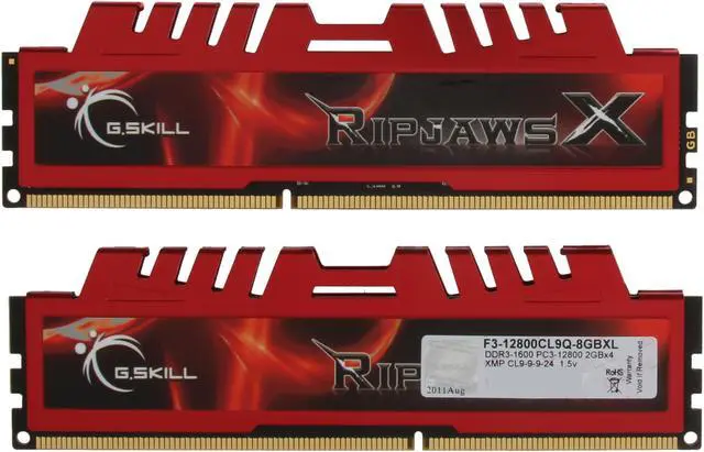 Alt view image 2 of 3 - G.SKILL Ripjaws X Series 8GB (4 x 2GB) DDR3 1600 (PC3 12800) Desktop Memory Model F3-12800CL9Q-8GBXL