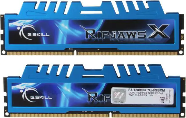 Alt view image 2 of 3 - G.SKILL Ripjaws X Series 8GB (4 x 2GB) DDR3 1600 (PC3 12800) Desktop Memory Model F3-12800CL7Q-8GBXM