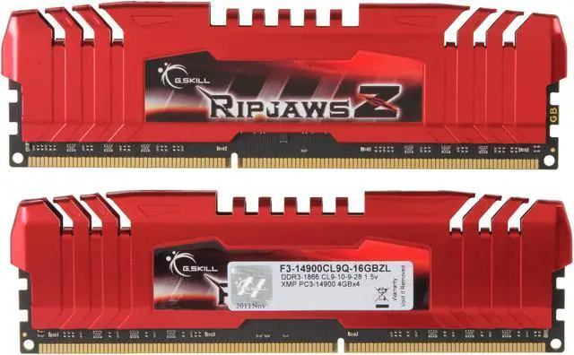 Alt view image 2 of 3 - G.SKILL Ripjaws Z Series 16GB (4 x 4GB) DDR3 1866 (PC3 14900) Desktop Memory Model F3-14900CL9Q-16GBZL