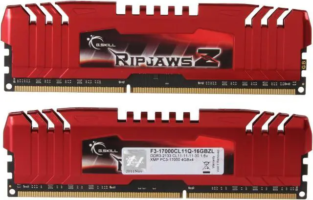 Alt view image 2 of 3 - G.SKILL Ripjaws Z Series 16GB (4 x 4GB) DDR3 2133 (PC3 17000) Desktop Memory Model F3-17000CL11Q-16GBZL