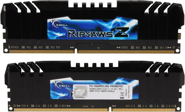 Alt view image 3 of 5 - G.SKILL Ripjaws Z Series 16GB (4 x 4GB) DDR3 2400 (PC3 19200) Desktop Memory Model F3-19200CL9Q-16GBZHD
