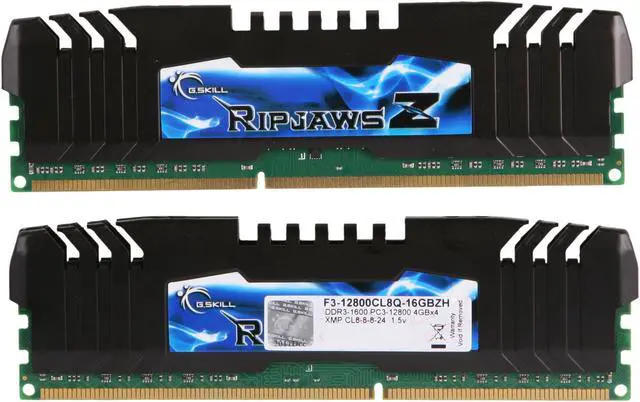 Alt view image 2 of 3 - G.SKILL Ripjaws Z Series 16GB (4 x 4GB) DDR3 1600 (PC3 12800) Desktop Memory Model F3-12800CL8Q-16GBZH