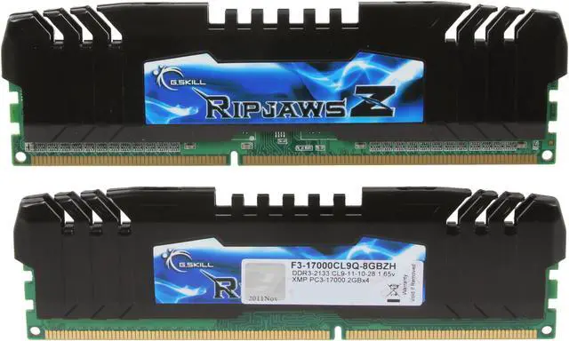 Alt view image 2 of 3 - G.SKILL Ripjaws Z Series 8GB (4 x 2GB) DDR3 2133 (PC3 17000) Desktop Memory Model F3-17000CL9Q-8GBZH
