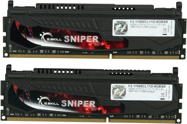 Main image of G.SKILL Sniper Series 8GB (2 x 4GB) DDR3 2133 (PC3 17000) Desktop Memory Model F3-17000CL11D-8GBSR