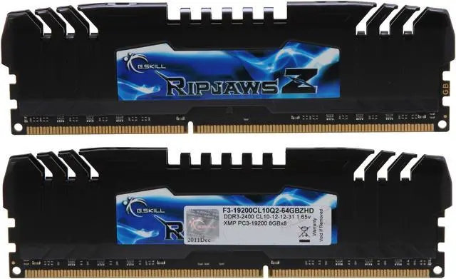 Alt view image 2 of 5 - G.SKILL Ripjaws Z Series 64GB (8 x 8GB) DDR3 2400 (PC3 19200) Desktop Memory Model F3-19200CL10Q2-64GBZHD