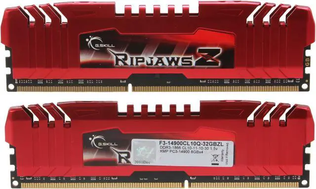 Alt view image 2 of 3 - G.SKILL Ripjaws Z Series 32GB (4 x 8GB) DDR3 1866 (PC3 14900) Desktop Memory Model F3-14900CL10Q-32GBZL