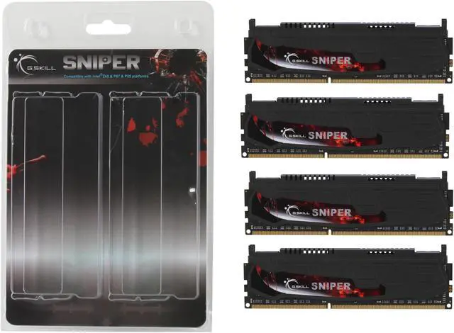 Alt view image 3 of 3 - G.SKILL Sniper Gaming Series 16GB (4 x 4GB) DDR3 1600 (PC3 12800) Desktop Memory Model F3-12800CL9Q-16GBSR