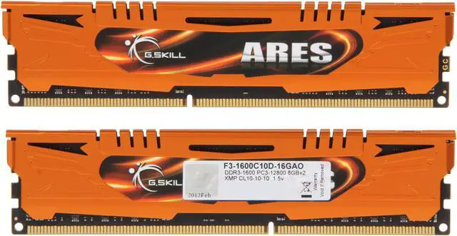 Alt view image 2 of 3 - G.SKILL Ares Series 16GB (2 x 8GB) DDR3 1600 (PC3 12800) Desktop Memory Model F3-1600C10D-16GAO