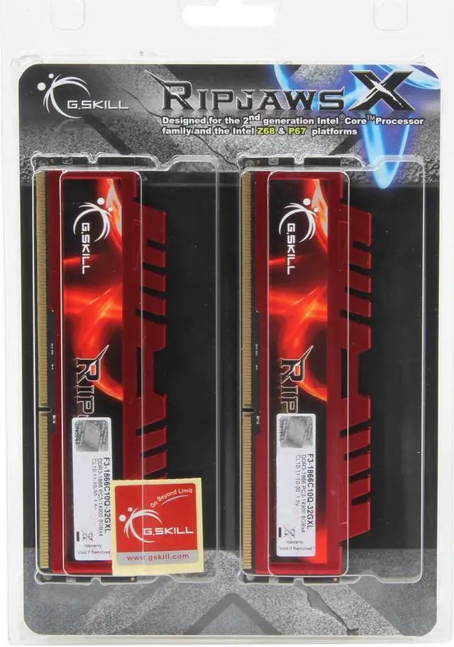Alt view image 3 of 3 - G.SKILL Ripjaws X Series 32GB (4 x 8GB) DDR3 1866 (PC3 14900) Desktop Memory Model F3-1866C10Q-32GXL