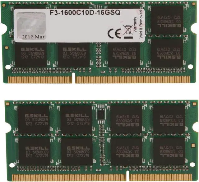 Alt view image 2 of 3 - G.SKILL Standard Series 16GB (2 x 8GB) 204-Pin DDR3 SO-DIMM DDR3 1600 (PC3 12800) Laptop Memory Model F3-1600C10D-16GSQ