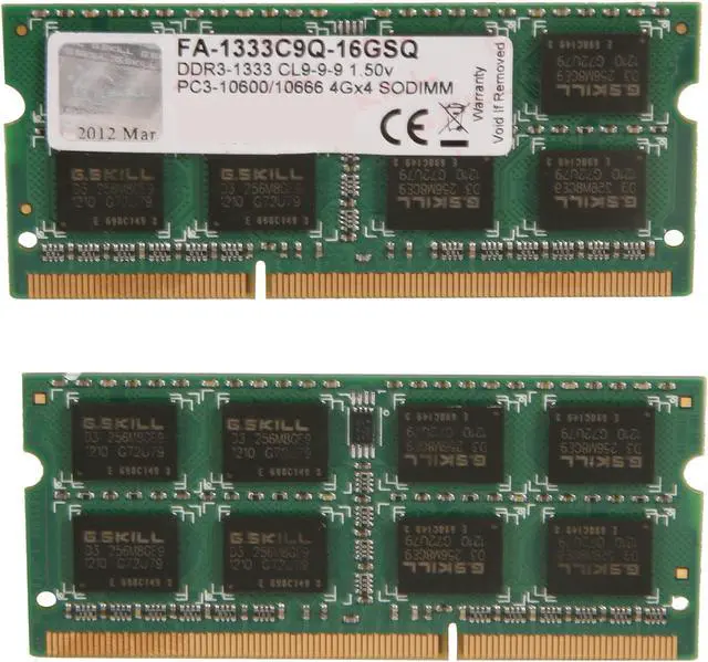 Alt view image 2 of 3 - G.SKILL 16GB (4 x 4GB) DDR3 1333 (PC3 10600) Memory for Apple Model FA-1333C9Q-16GSQ