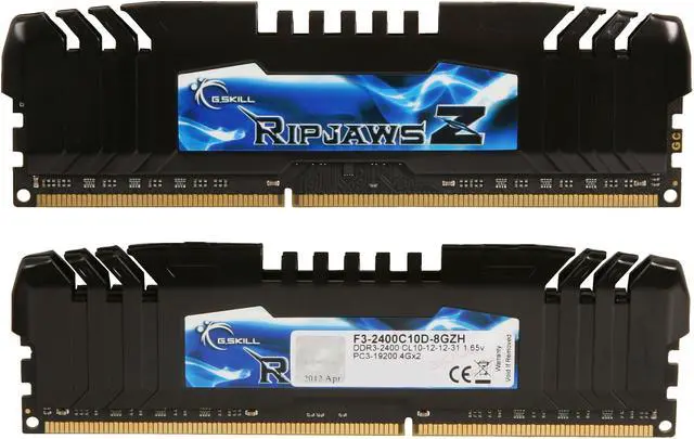 Alt view image 2 of 3 - G.SKILL Ripjaws Z Series 8GB (2 x 4GB) DDR3 2400 (PC3 19200) Desktop Memory Model F3-2400C10D-8GZH
