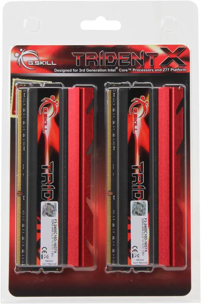 Alt view image 3 of 3 - G.SKILL TridentX Series 16GB (2 x 8GB) DDR3 2400 (PC3 19200) Desktop Memory Model F3-2400C10D-16GTX
