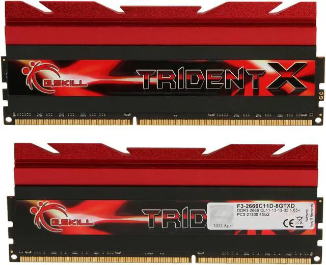 Alt view image 2 of 5 - G.SKILL TridentX Series 8GB (2 x 4GB) DDR3 2666 (PC3 21300) Desktop Memory Model F3-2666C11D-8GTXD